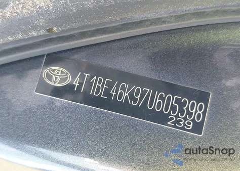 2007 Toyota Camry Xle from USA, damaged, VIN 4T1BE46K97U605398